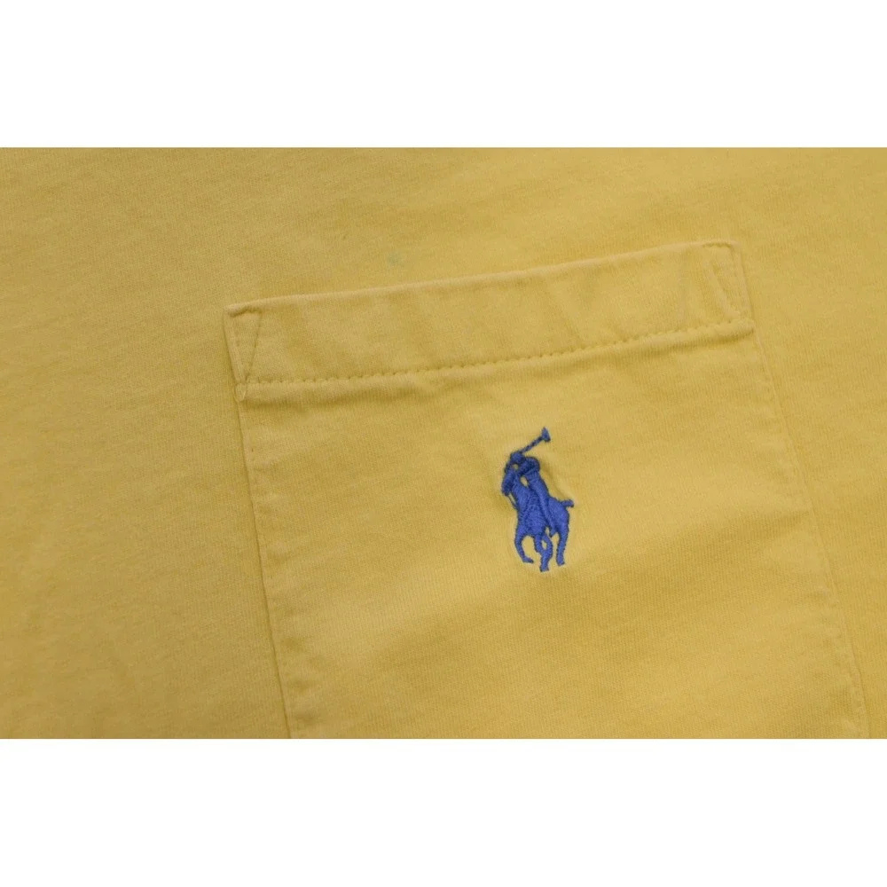Polo Ralph Lauren T-Shirt Men Medium Yellow Pocket Short Sleeve‎ Classic Pony